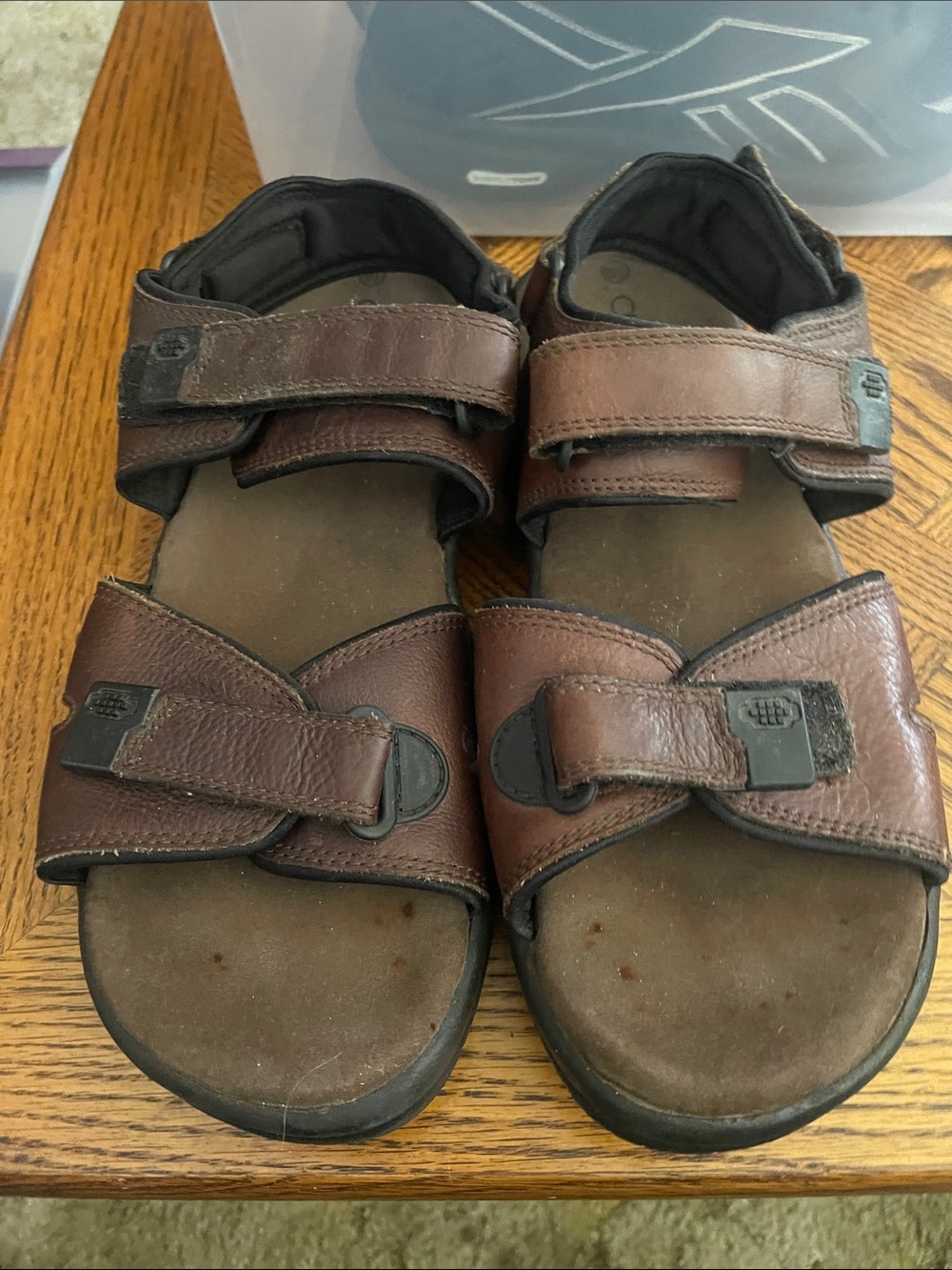 Cherokee Brown and Black Kids Adjustable Leather Sandals